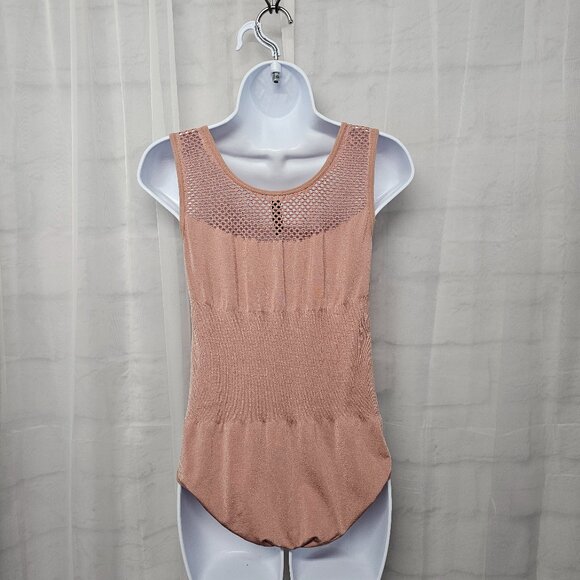 Just One Pink Bodysuit Babydoll Mesh Sleeveless Ribbed Stretch Bodycon 1X - Picture 3 of 9